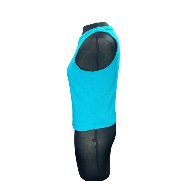 Old Navy Womens Turquoise Sleeveless Ribbed Tank Top L - Picture 2 of 9